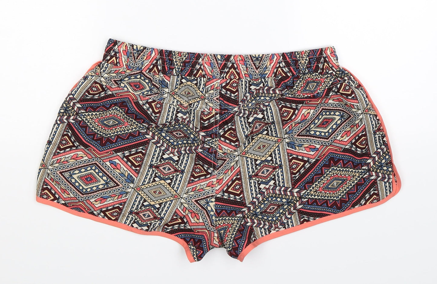 Denim Co Womens Multicoloured Geometric  Hot Pants Shorts Size 10