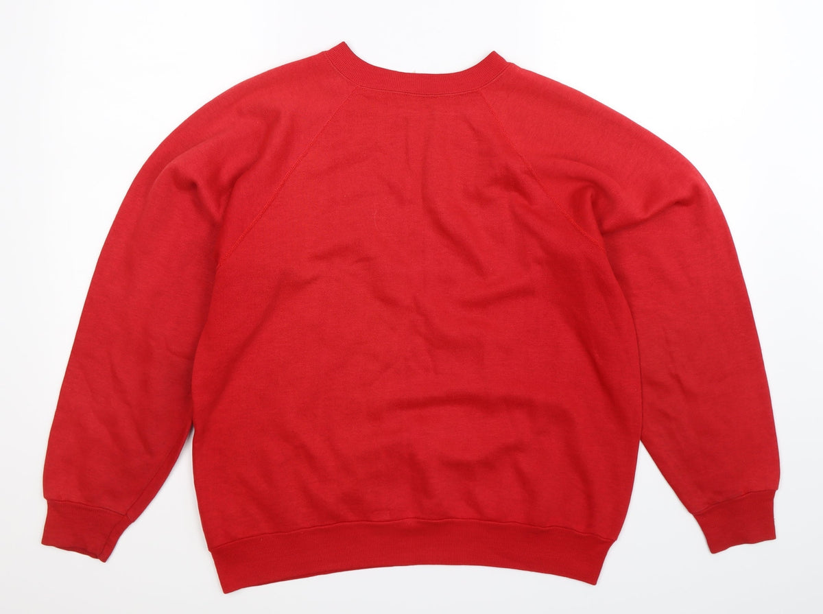 Womens Red   Pullover Sweatshirt Size L