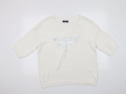 Moda Womens White   Pullover Jumper Size 18