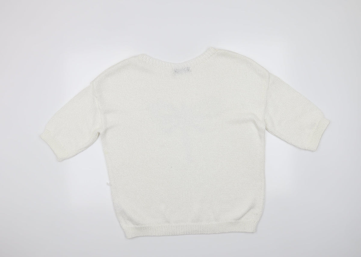 Moda Womens White   Pullover Jumper Size 18