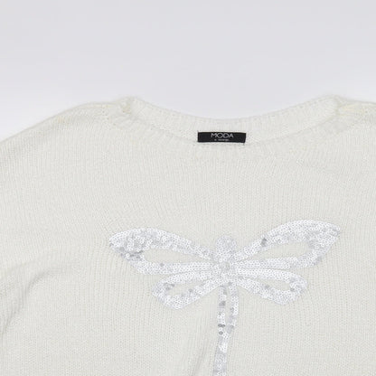 Moda Womens White   Pullover Jumper Size 18