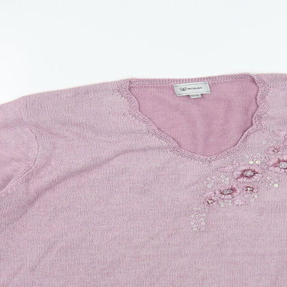 Woman Womens Purple   Pullover Jumper Size 14