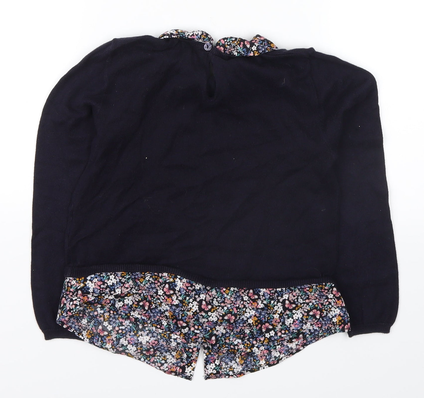 H&M Girls Blue Floral  Pullover Jumper Size 5-6 Years