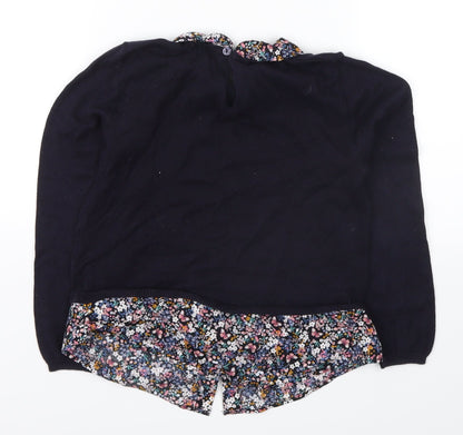 H&M Girls Blue Floral  Pullover Jumper Size 5-6 Years