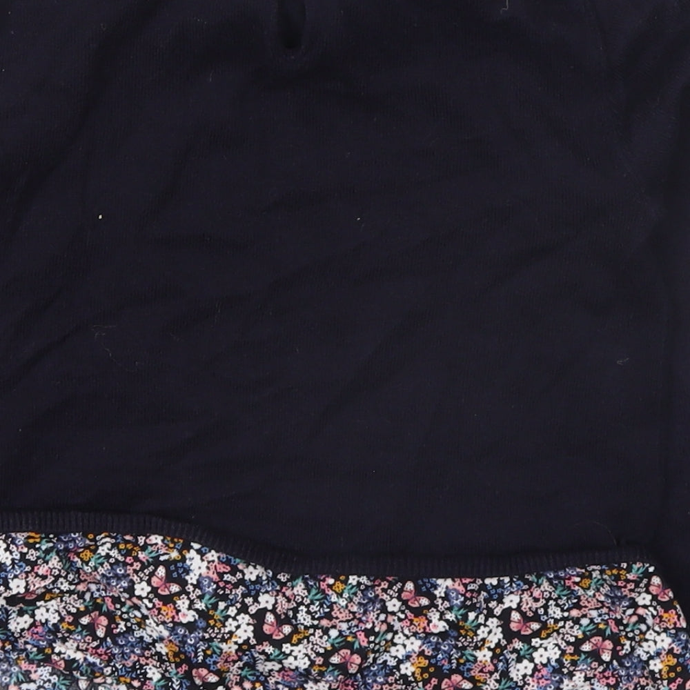 H&M Girls Blue Floral  Pullover Jumper Size 5-6 Years