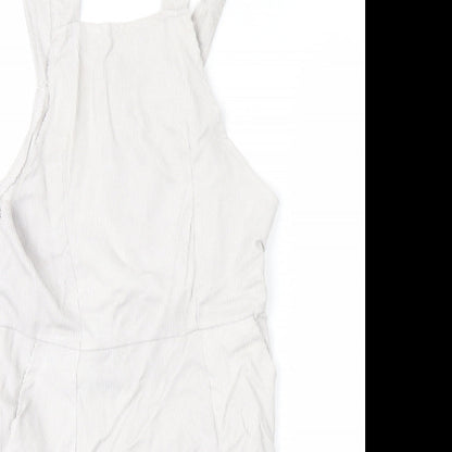 Boohoo Womens White   Dungaree One-Piece Size 10