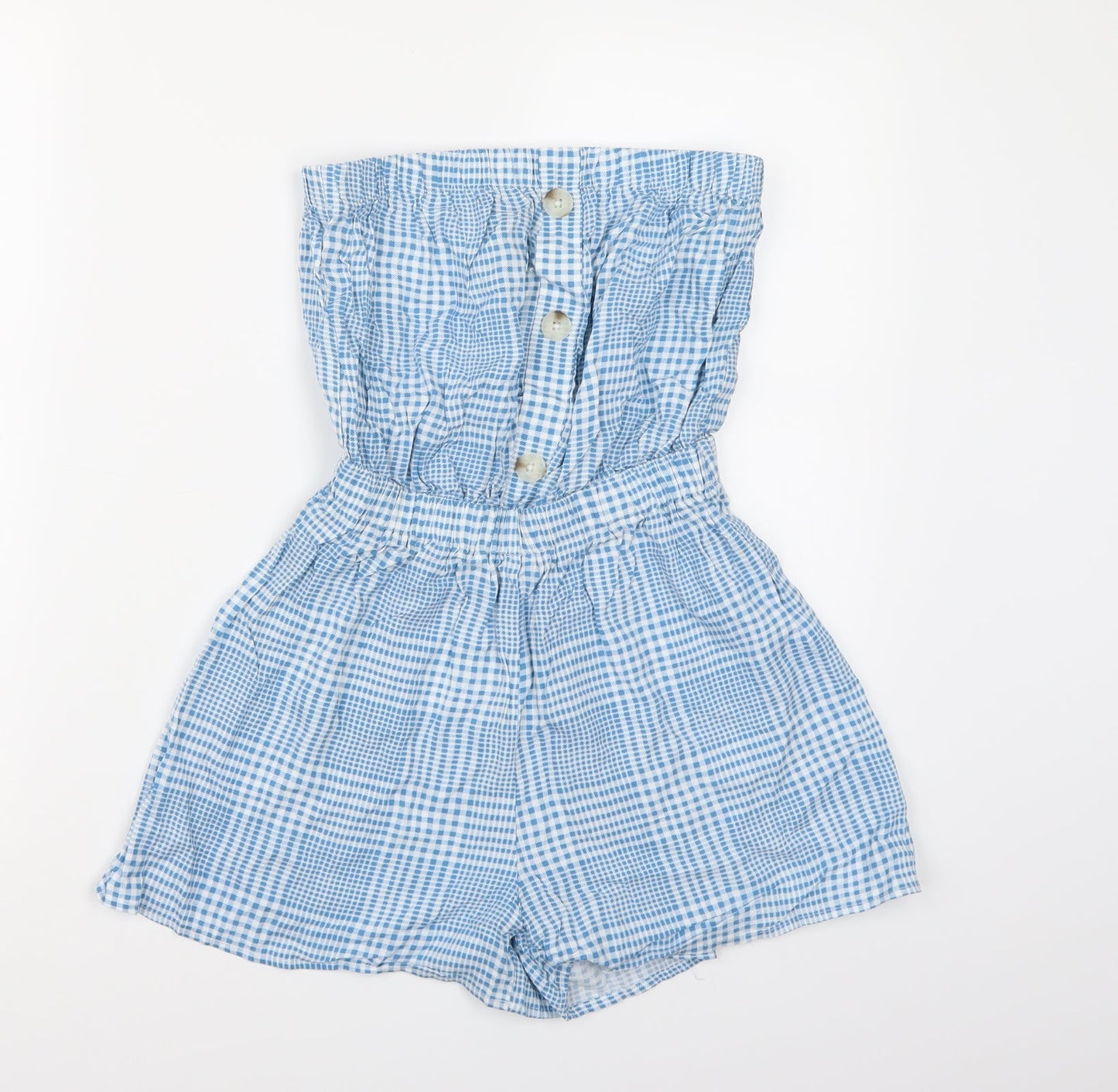 New Look Womens Blue Check  Playsuit One-Piece Size 8 L3 in