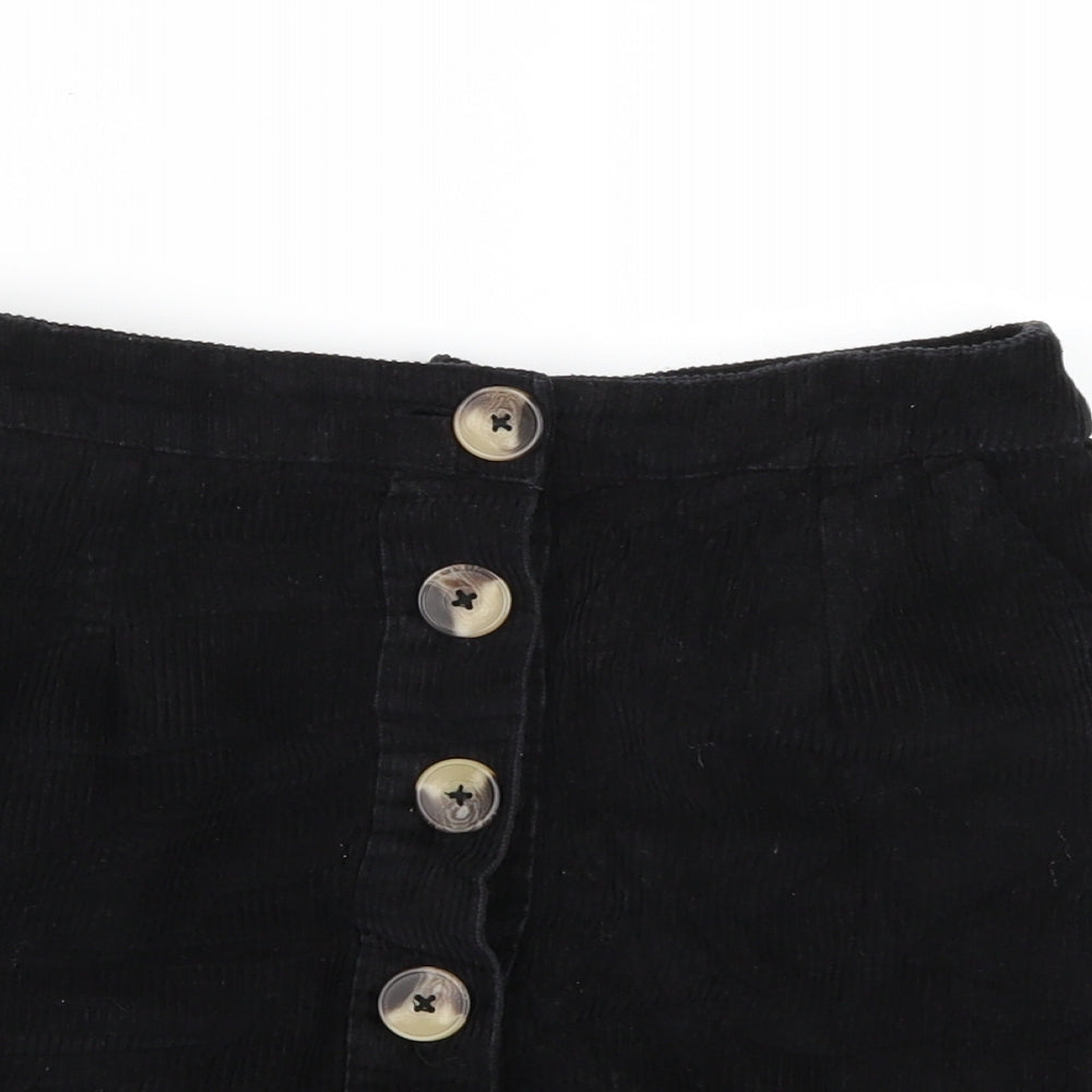 Papaya Womens Black  Corduroy A-Line Skirt Size 8