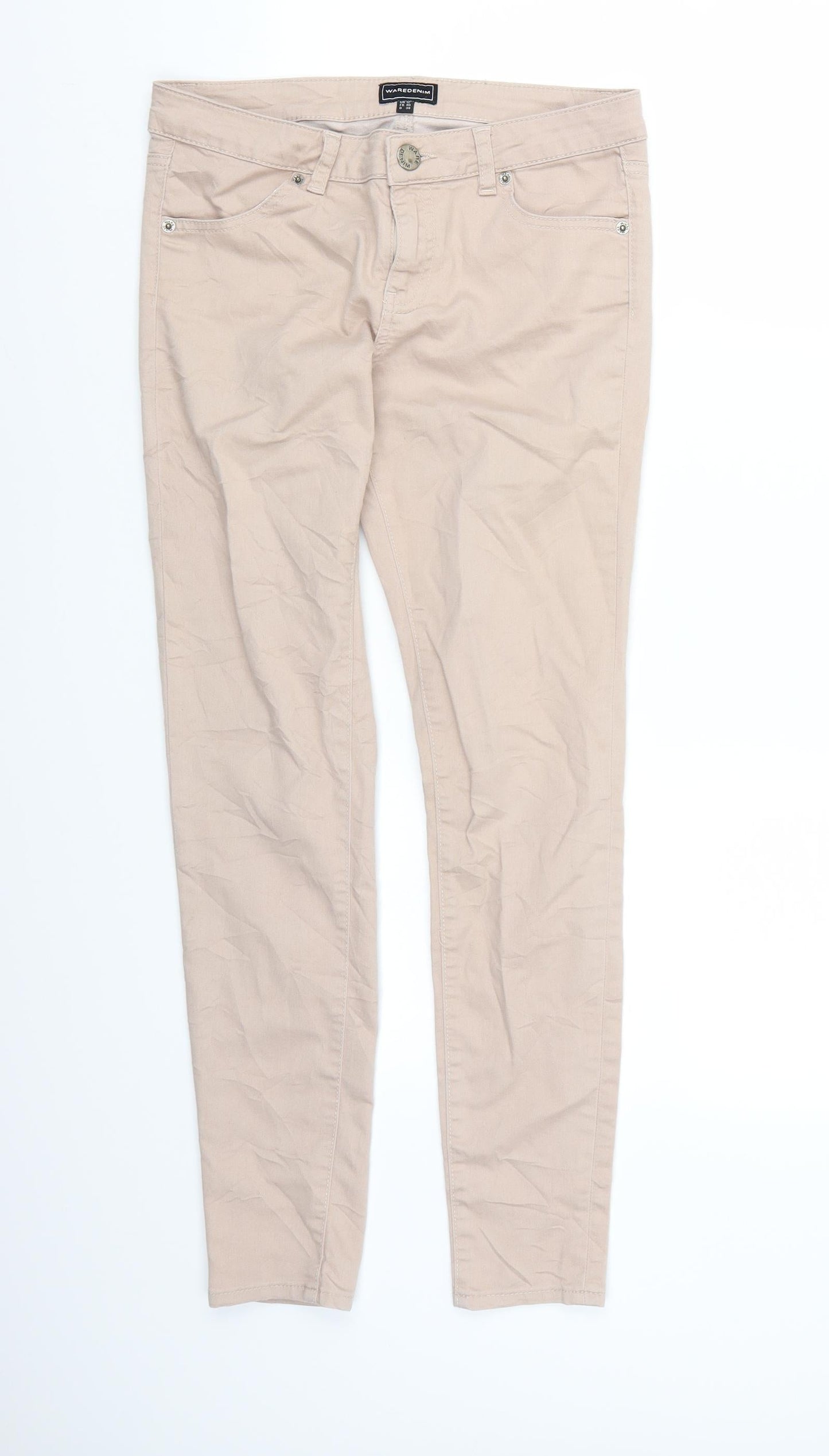 Womens UK Size 12 Waredenim Regular Fit Skinny Pink Jeans