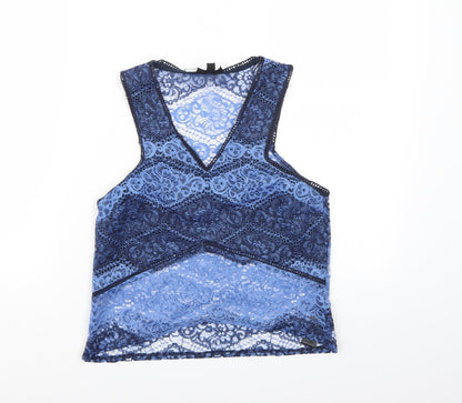 Womens UK Size 8 Topshop Blue Cropped Tank