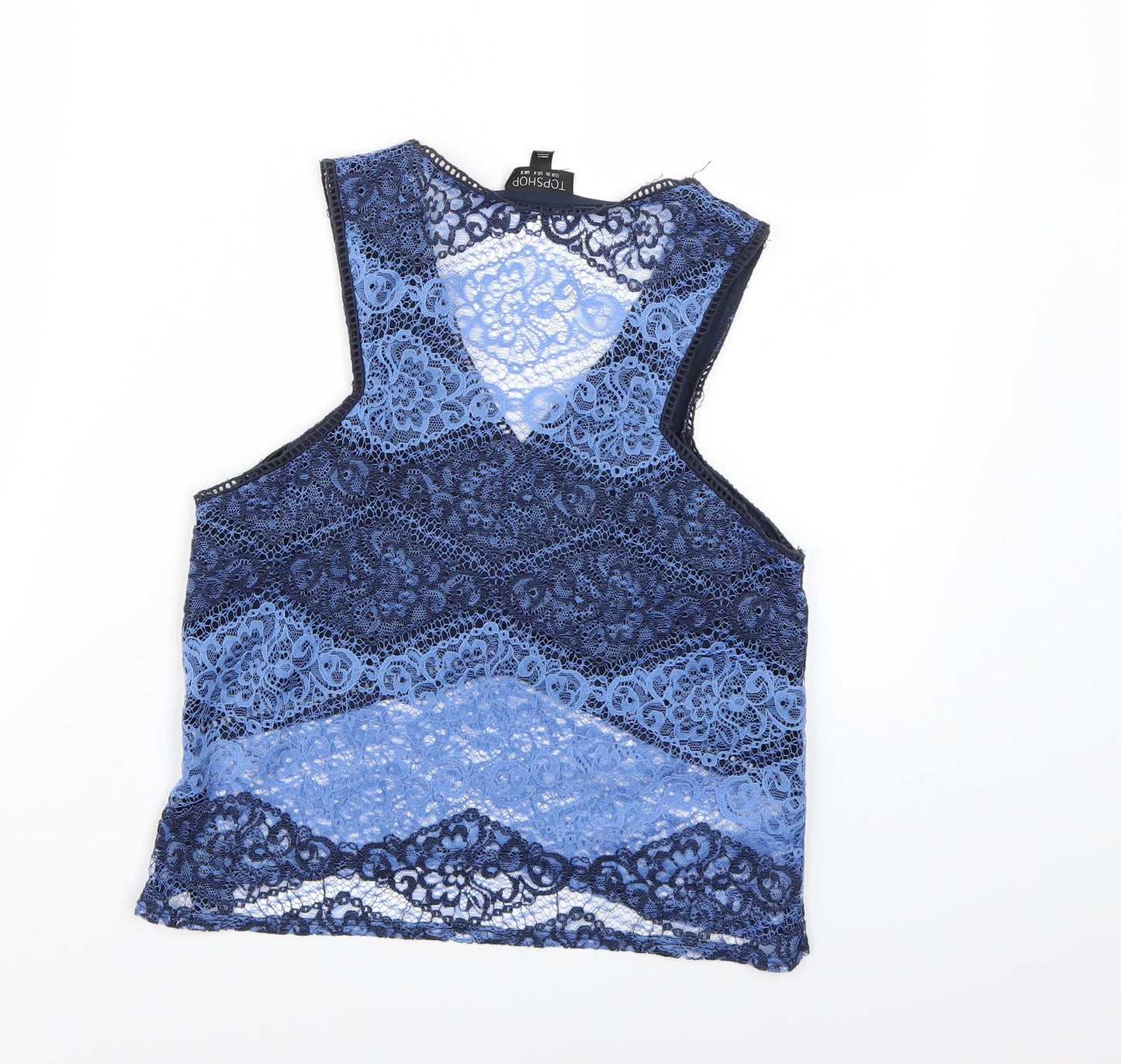 Womens UK Size 8 Topshop Blue Cropped Tank