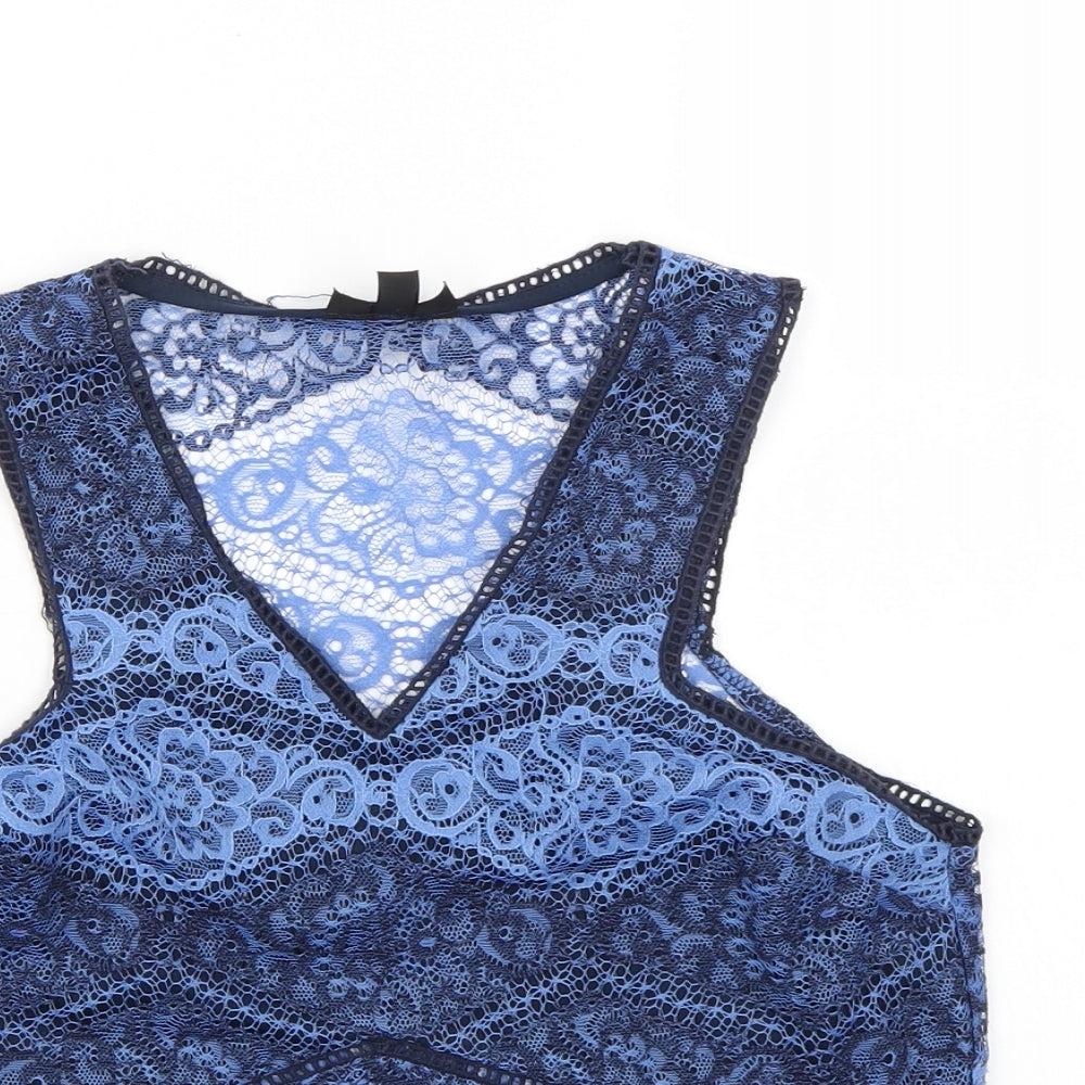 Womens UK Size 8 Topshop Blue Cropped Tank