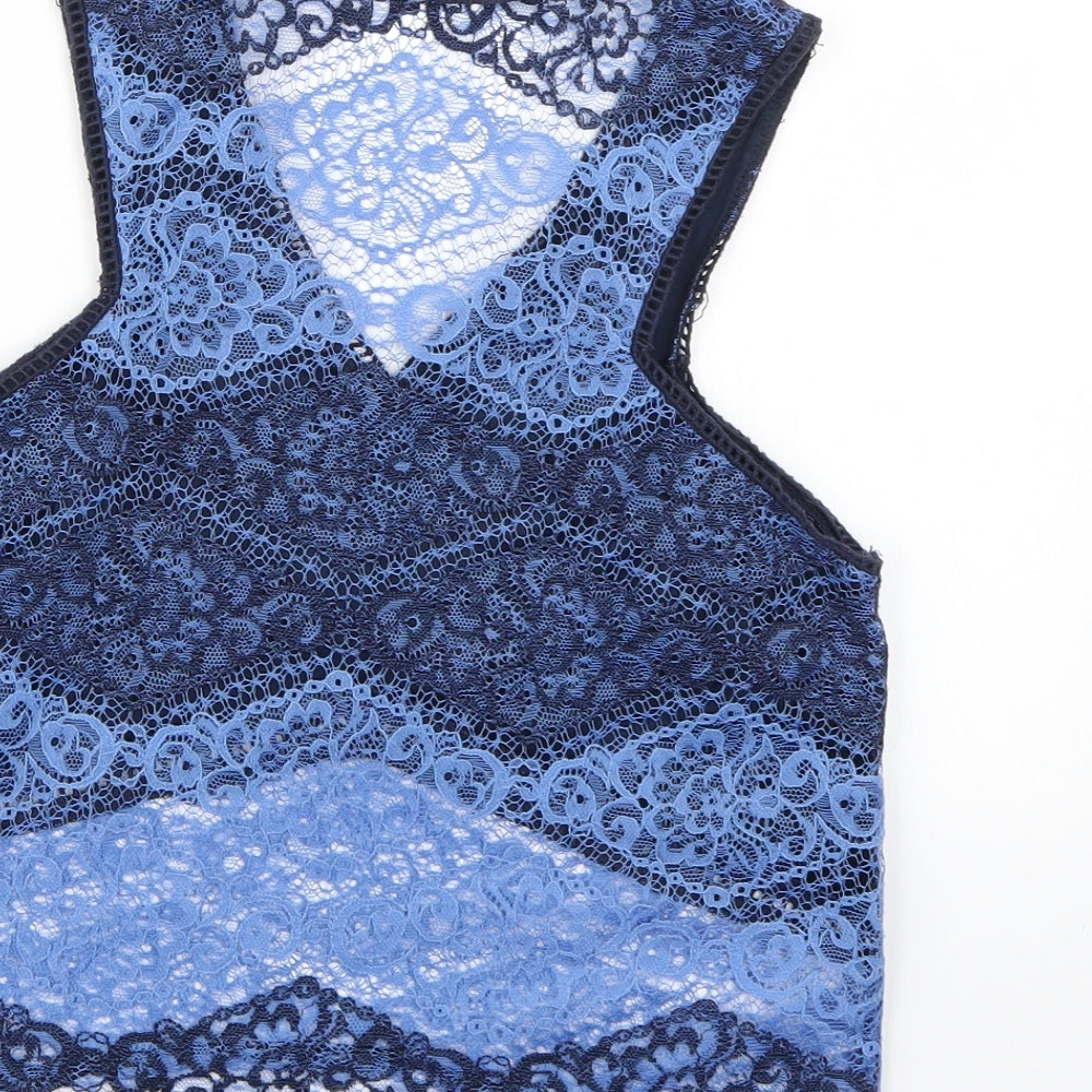 Womens UK Size 8 Topshop Blue Cropped Tank