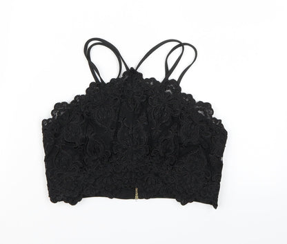 Womens UK Size 8 River Island Black Cropped Tank