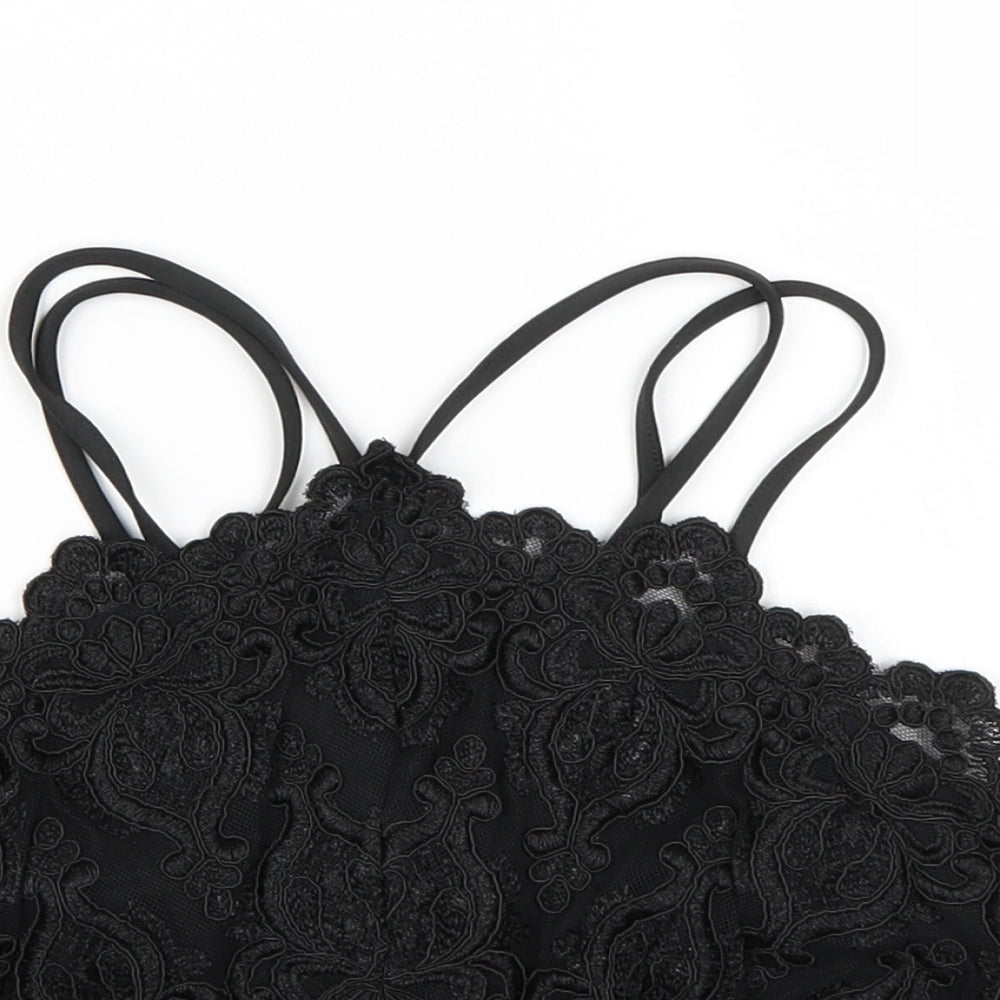 Womens UK Size 8 River Island Black Cropped Tank