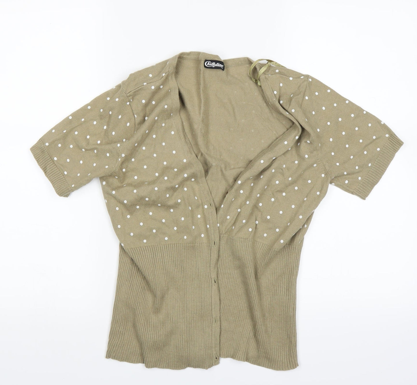 Chillytime Womens Beige Polka Dot  Cardigan Jumper Size 14