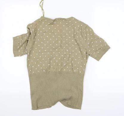 Chillytime Womens Beige Polka Dot  Cardigan Jumper Size 14