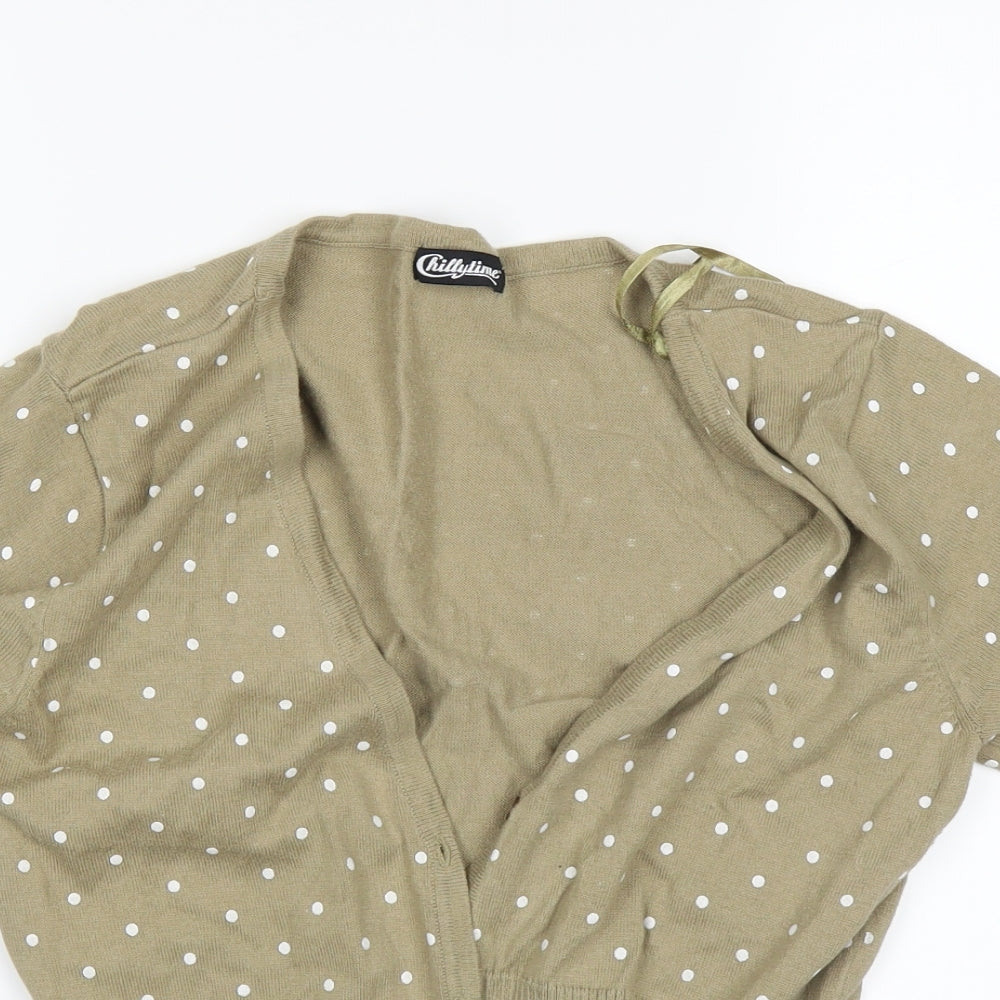 Chillytime Womens Beige Polka Dot  Cardigan Jumper Size 14
