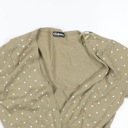 Chillytime Womens Beige Polka Dot  Cardigan Jumper Size 14