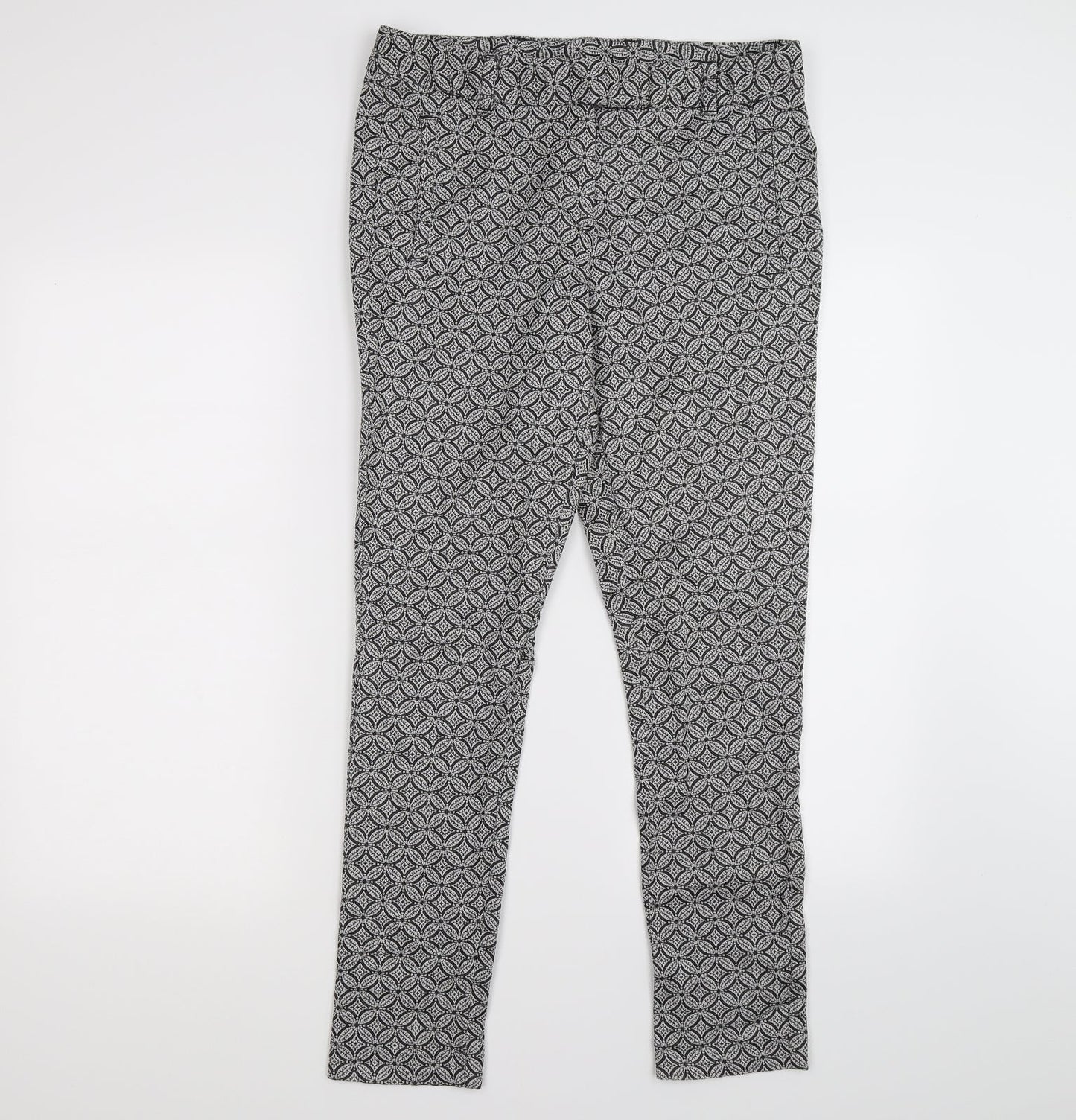 TU Womens Grey Floral  Capri Trousers Size 12 L27 in