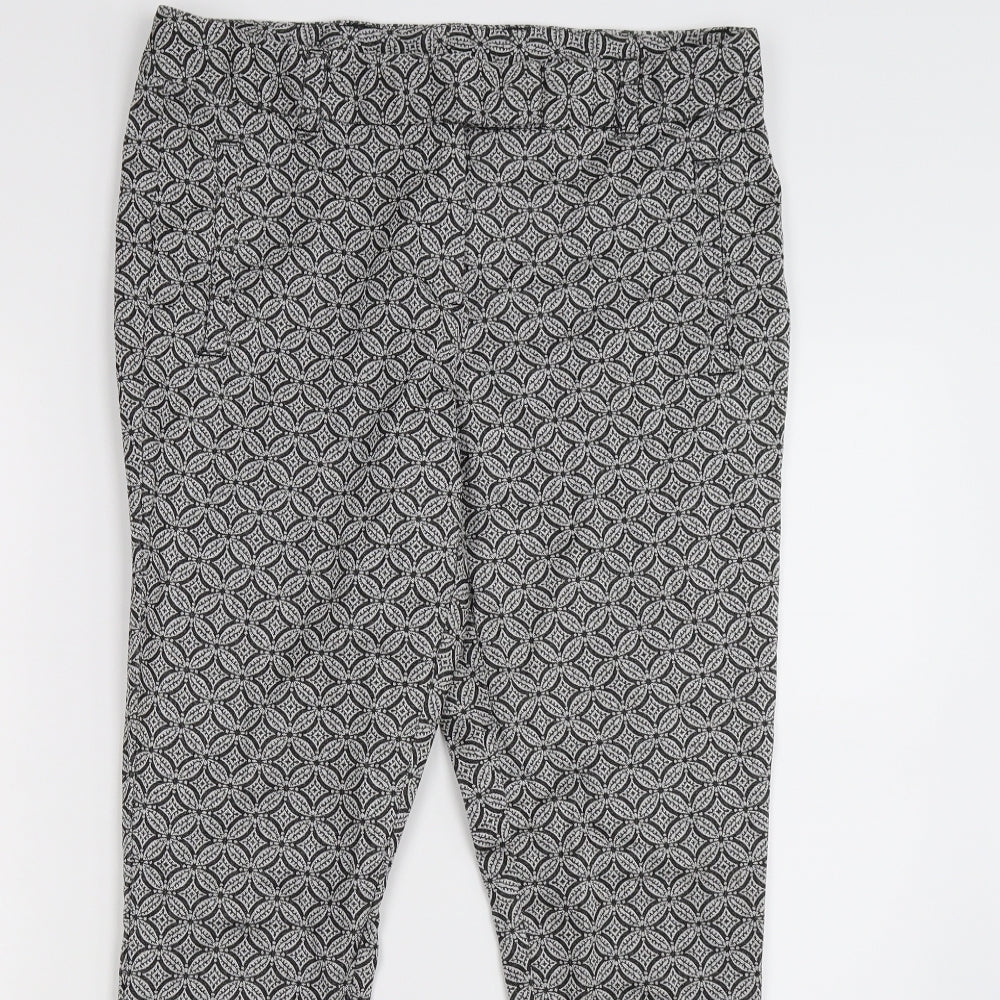 TU Womens Grey Floral  Capri Trousers Size 12 L27 in