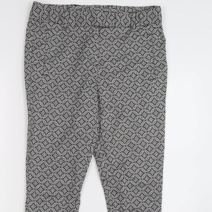 TU Womens Grey Floral  Capri Trousers Size 12 L27 in