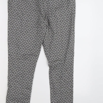 TU Womens Grey Floral  Capri Trousers Size 12 L27 in