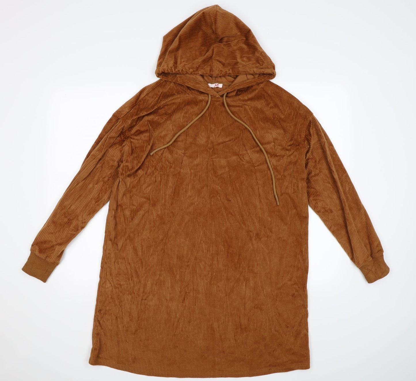 J & H Womens Brown Striped Velour Pullover Hoodie Size M