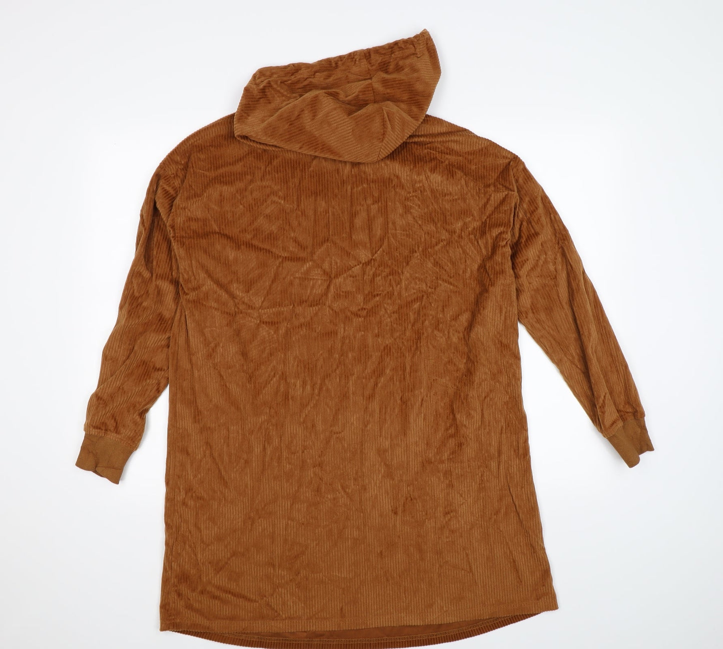 J & H Womens Brown Striped Velour Pullover Hoodie Size M