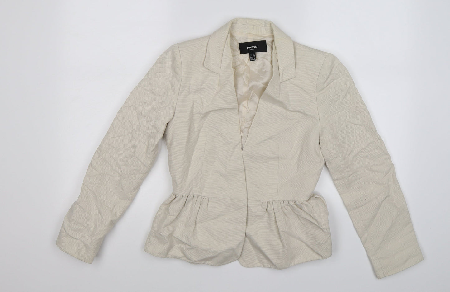 Mango Womens Beige Striped  Jacket Suit Jacket Size XS