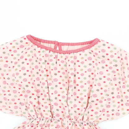 aya naya Girls Pink Polka Dot  Basic T-Shirt Size 4 Years