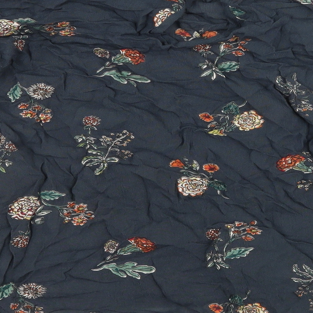 JAPANA Womens Blue Floral  Basic Blouse Size M