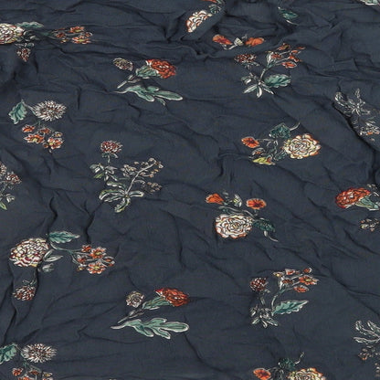 JAPANA Womens Blue Floral  Basic Blouse Size M