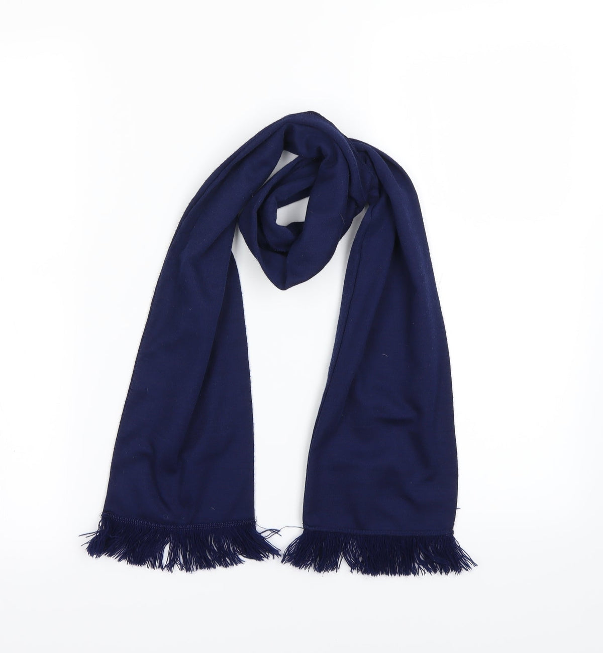 Front view of Preworn unisex blue scarf