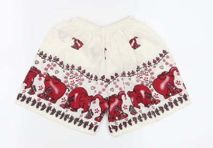 Preworn Boys White Animal Print  Cargo Shorts Size 3-4 Years