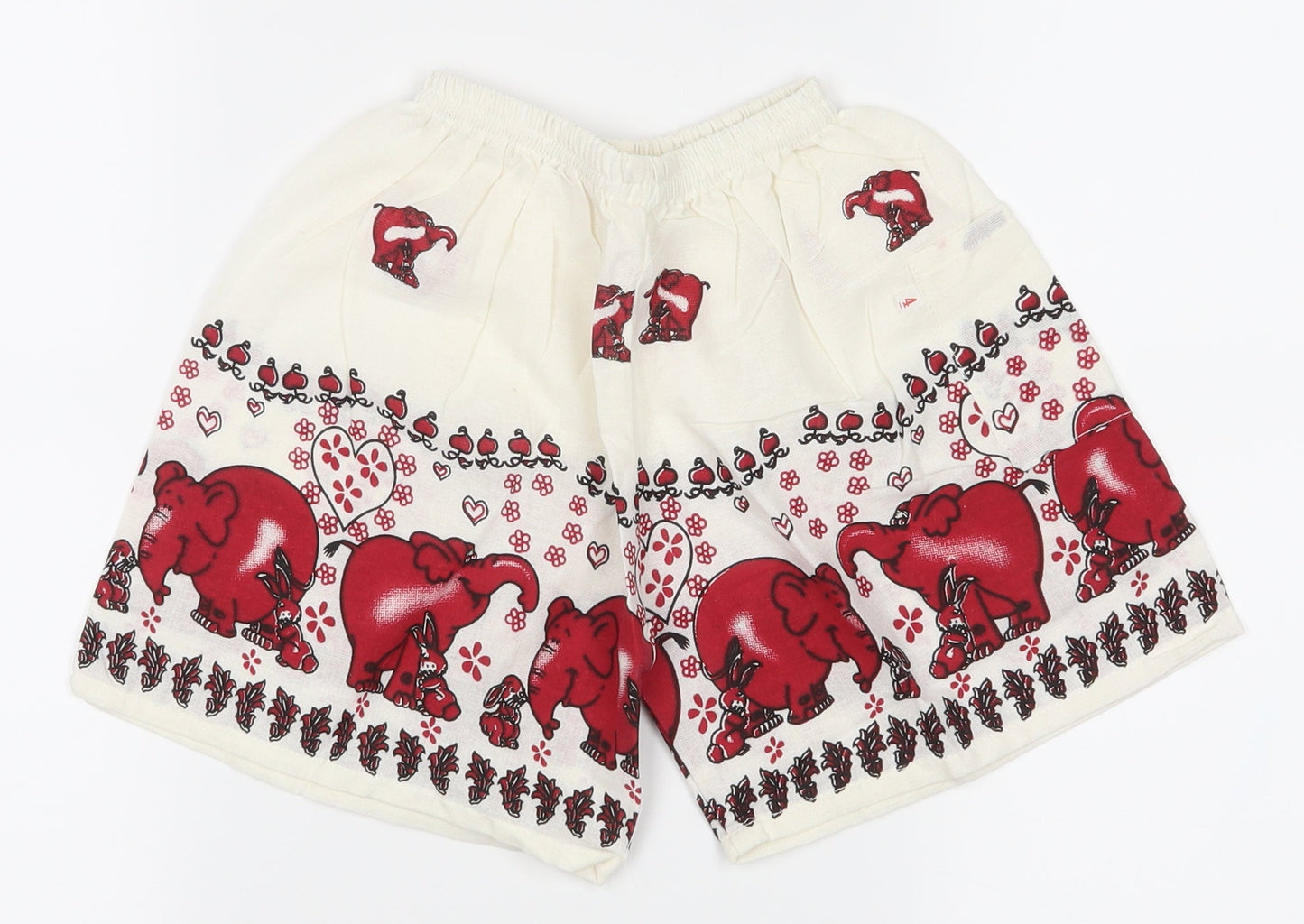 Preworn Boys White Animal Print  Cargo Shorts Size 3-4 Years