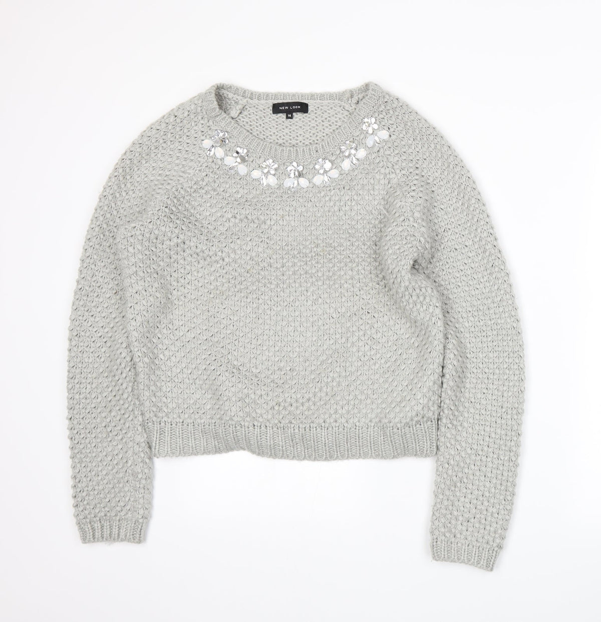 New Look Womens Grey  Knit Pullover Jumper Size 14