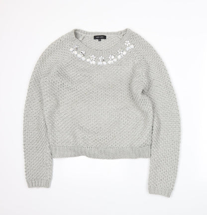 New Look Womens Grey  Knit Pullover Jumper Size 14