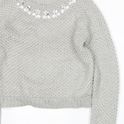 New Look Womens Grey  Knit Pullover Jumper Size 14