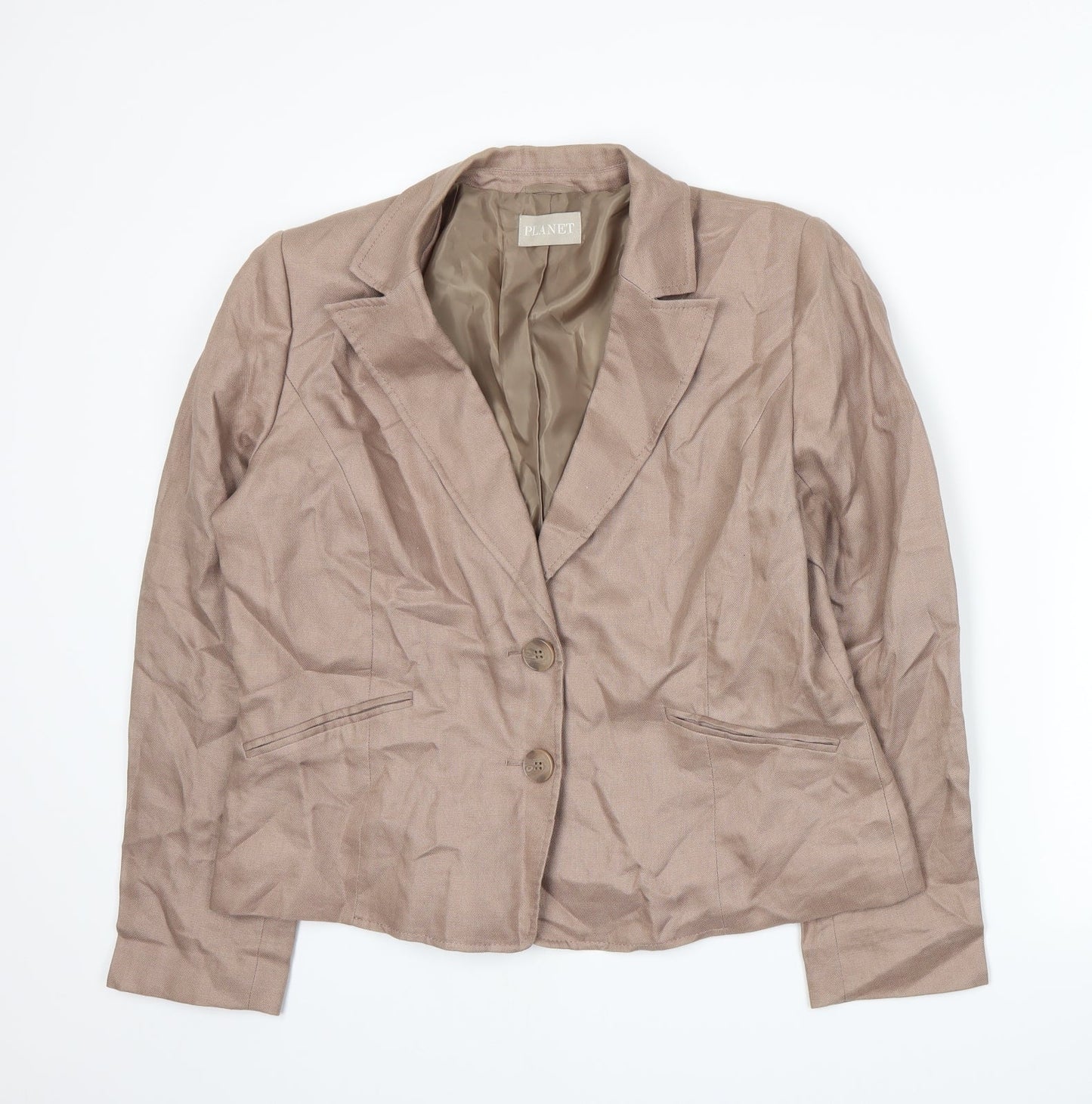 Womens UK Size 14 PLANET Regular Beige Suit Jacket
