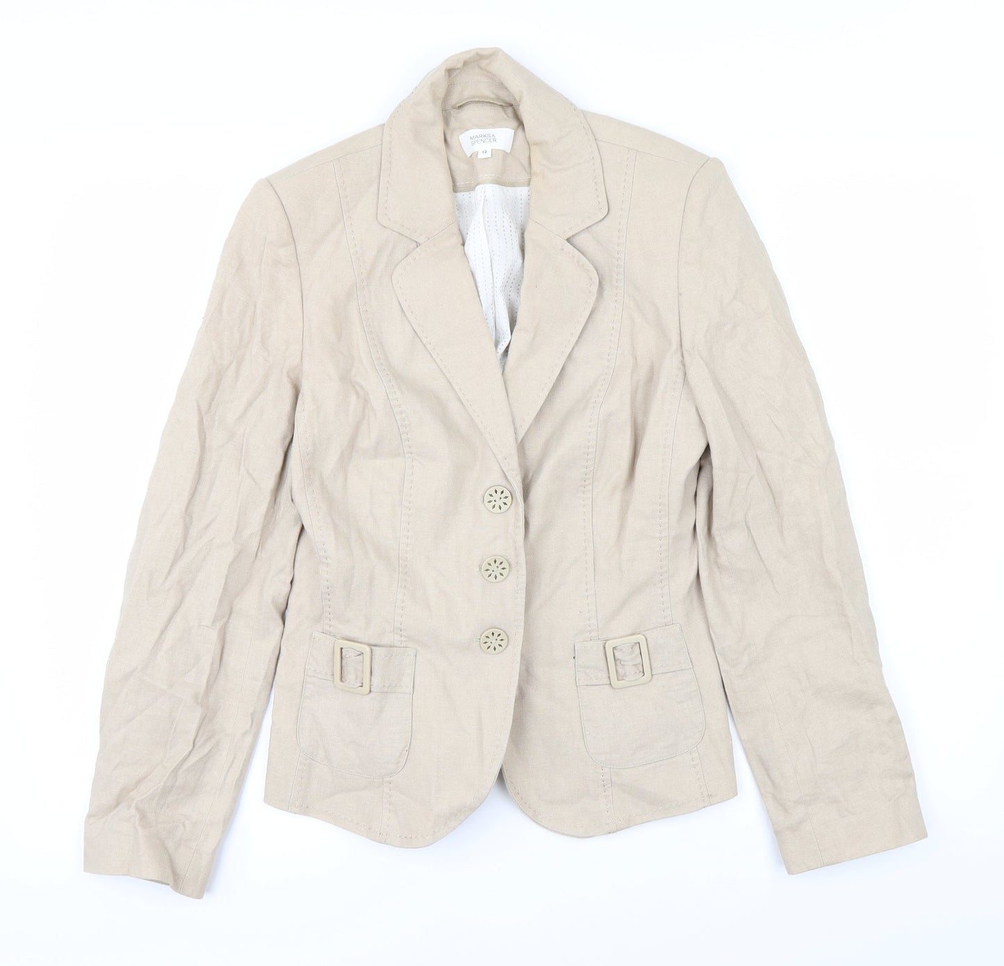 Womens UK Size 12 Marks and Spencer White Overcoat