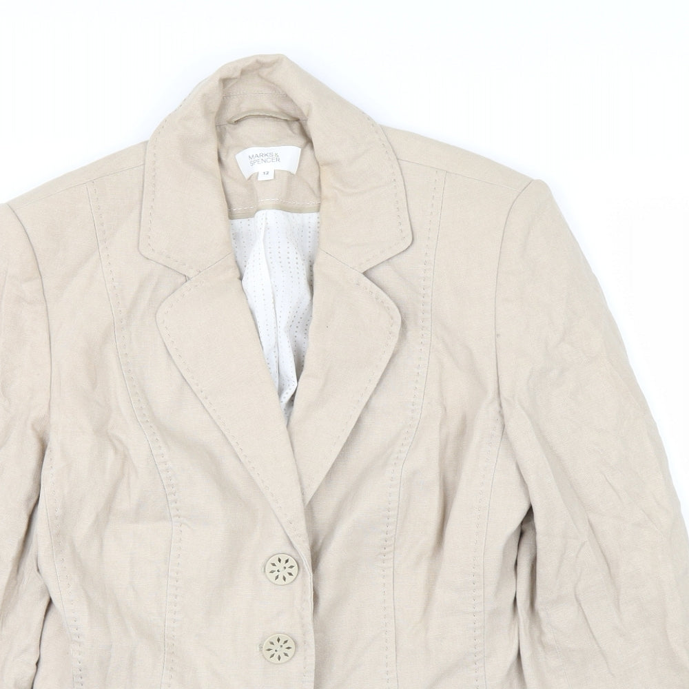 Womens UK Size 12 Marks and Spencer White Overcoat