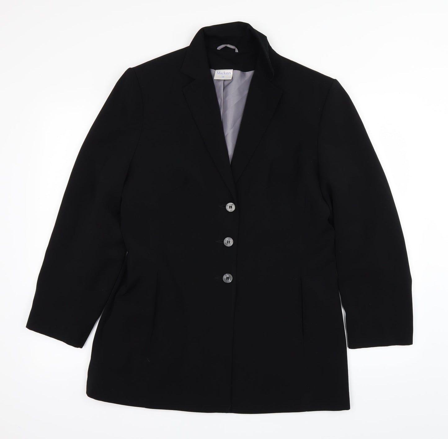 Womens UK Size 14 Mackays Black Overcoat