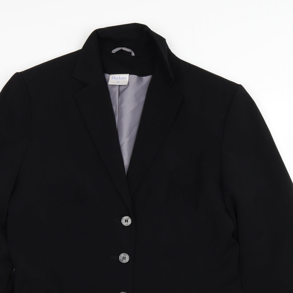 Womens UK Size 14 Mackays Black Overcoat