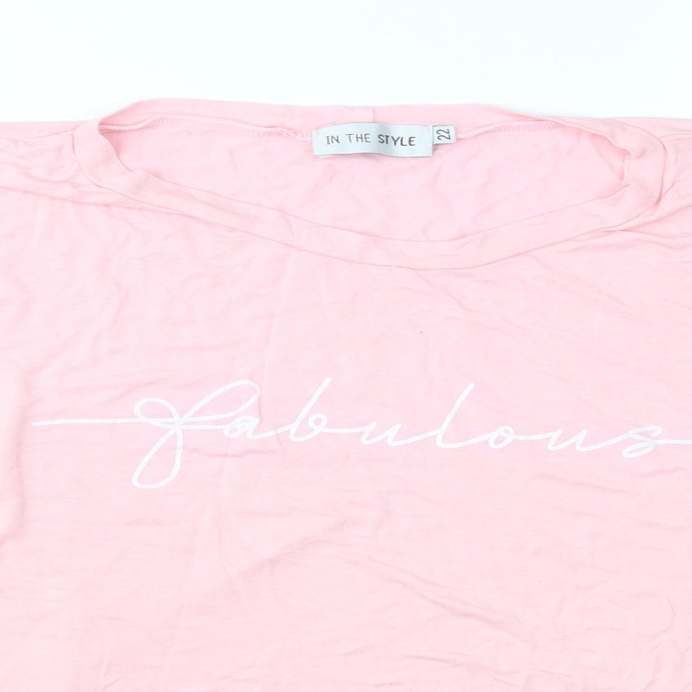 Womens UK Size 22 In the Style Pink Basic T-Shirt