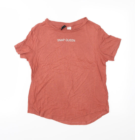 Divided Womens Brown  Jersey Basic T-Shirt Size S