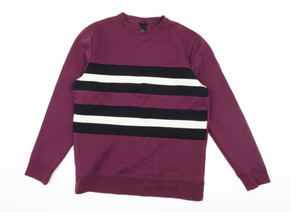 H&M Womens Purple Striped Jersey Pullover Sweatshirt Size M