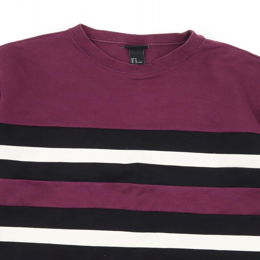 H&M Womens Purple Striped Jersey Pullover Sweatshirt Size M