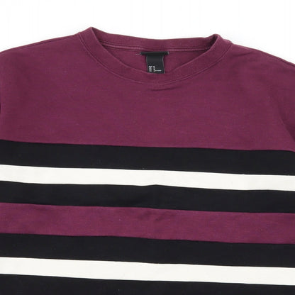H&M Womens Purple Striped Jersey Pullover Sweatshirt Size M