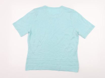 Preworn Womens Blue  Knit Basic T-Shirt Size 14